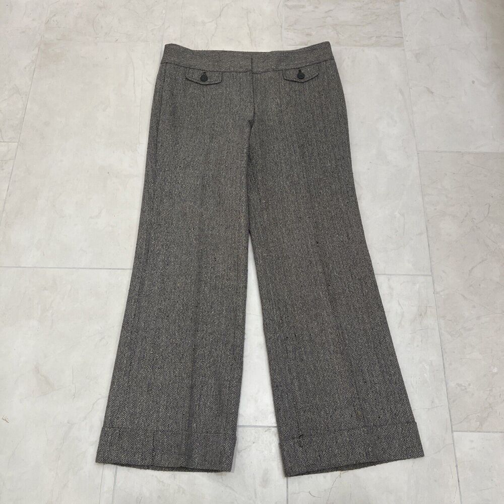 Ann Taylor LOFT 6P 6 Petite Taupe Gold Sparkles Pants Slacks Wool Blend Wide Leg